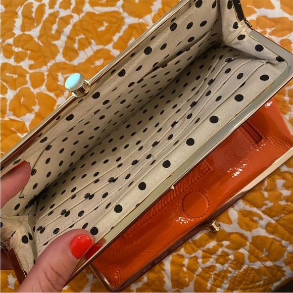 EUC Hobo International Lauren Wallet Patent Leather Orange & Gold - Picture 4 of 9